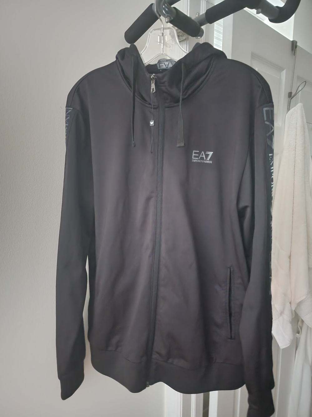 Emporio Armani EA7 Black Hooded Performance Zip Jacket